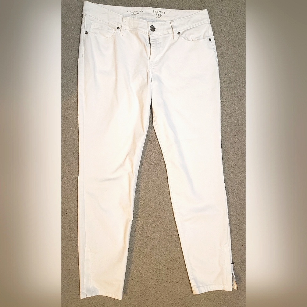 The Limited White Skinny leg jeans size 12 zipper detail at ankle